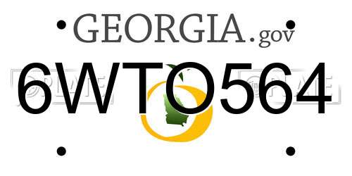 6WTO564 Georgia License Plate