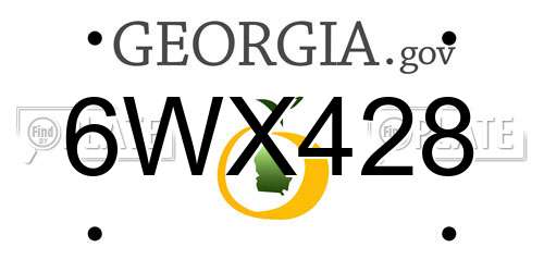 6WX428 Georgia License Plate