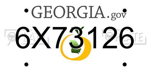 6X73126 Georgia License Plate