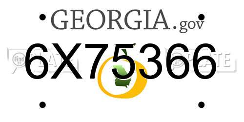 6X75366 Georgia License Plate