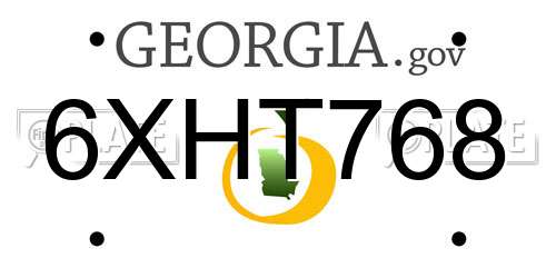 6XHT768 Georgia License Plate