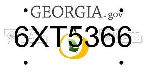 6XT5366 Georgia License Plate