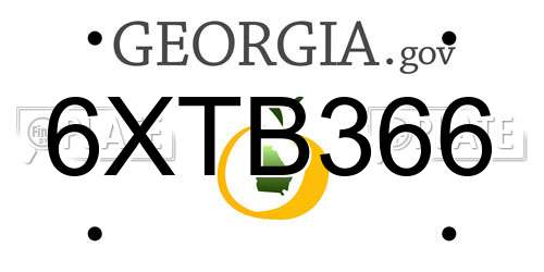6XTB366 Georgia License Plate