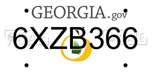 6XZB366 Georgia License Plate