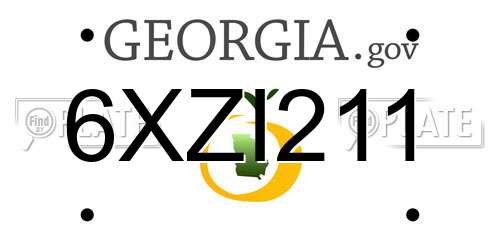 6XZI211 Georgia License Plate