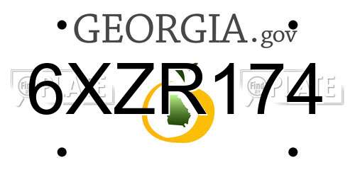 6XZR174 Georgia License Plate