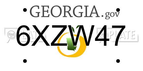 6XZW47 Georgia License Plate