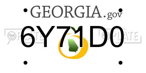 6Y71D0 Georgia License Plate