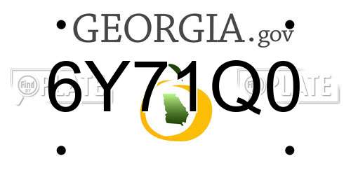 6Y71Q0 Georgia License Plate