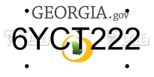6YCT222 Georgia License Plate