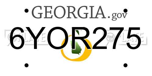 6YOR275 Georgia License Plate