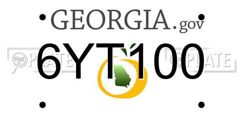 6YT100 Georgia License Plate