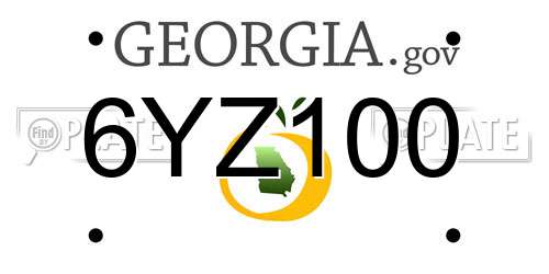 6YZ100 Georgia License Plate