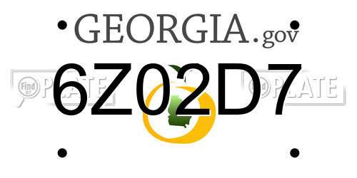 6Z02D7 Georgia License Plate