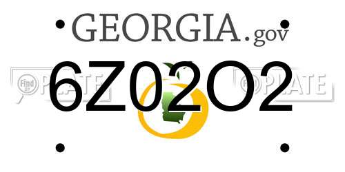 6Z02O2 Georgia License Plate