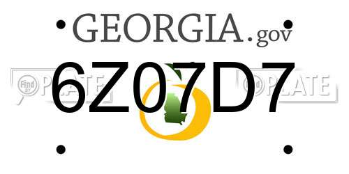 6Z07D7 Georgia License Plate