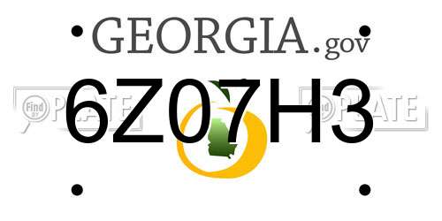 6Z07H3 Georgia License Plate