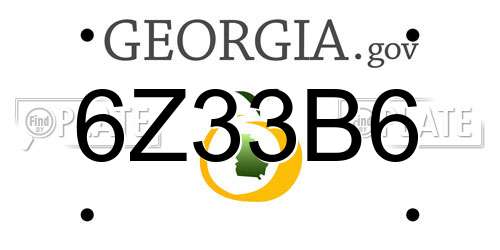 6Z33B6 Georgia License Plate