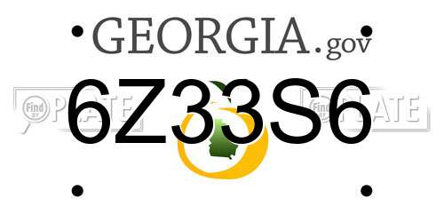 6Z33S6 Georgia License Plate