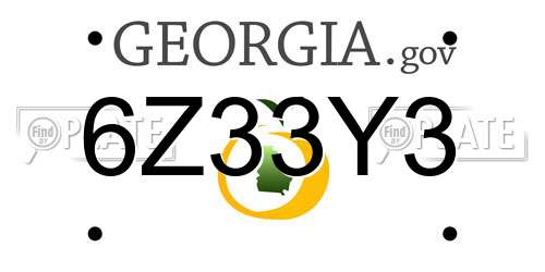 6Z33Y3 Georgia License Plate