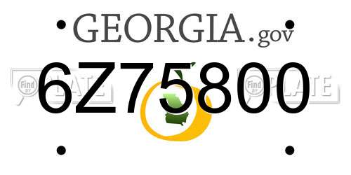 6Z75800 Georgia License Plate