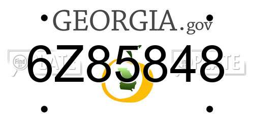 6Z85848 Georgia License Plate
