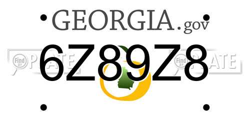 6Z89Z8 Georgia License Plate