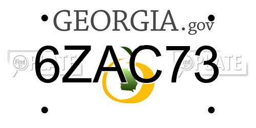 6ZAC73 Georgia License Plate