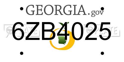 6ZB4025 Georgia License Plate