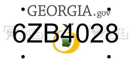 6ZB4028 Georgia License Plate