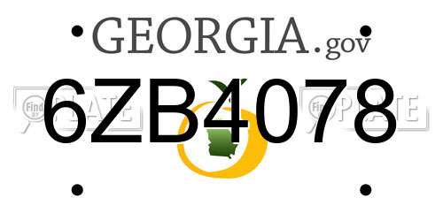6ZB4078 Georgia License Plate