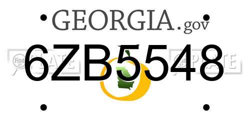 6ZB5548 Georgia License Plate