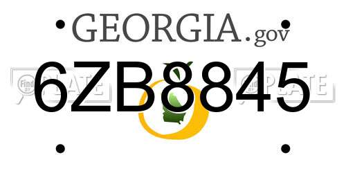 6ZB8845 Georgia License Plate