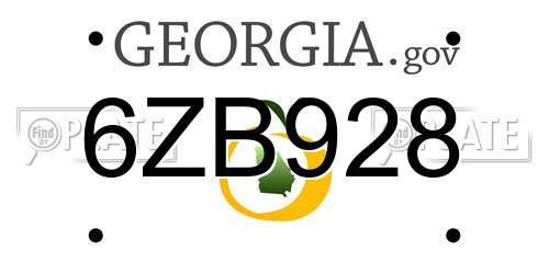 6ZB928 Georgia License Plate