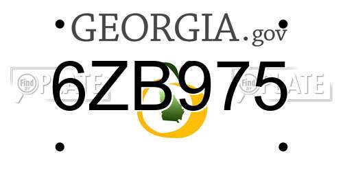 6ZB975 Georgia License Plate