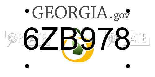 6ZB978 Georgia License Plate