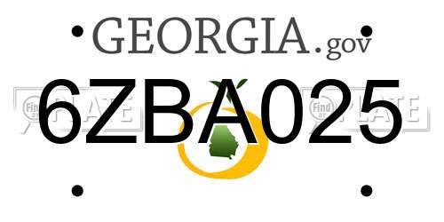 6ZBA025 Georgia License Plate