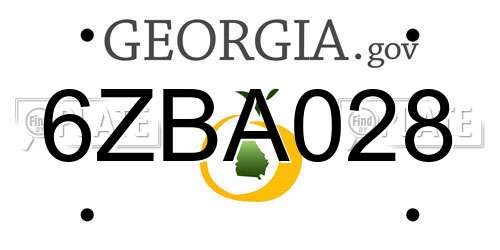 6ZBA028 Georgia License Plate