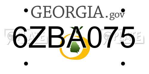 6ZBA075 Georgia License Plate