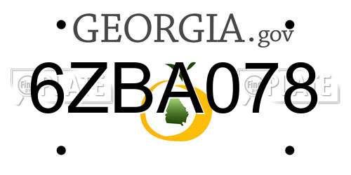 6ZBA078 Georgia License Plate