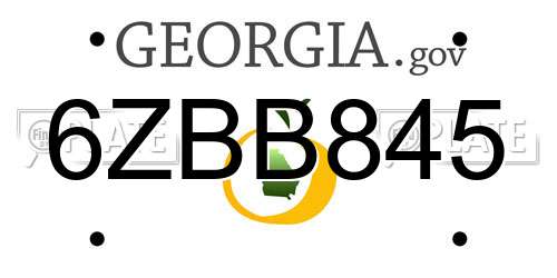6ZBB845 Georgia License Plate