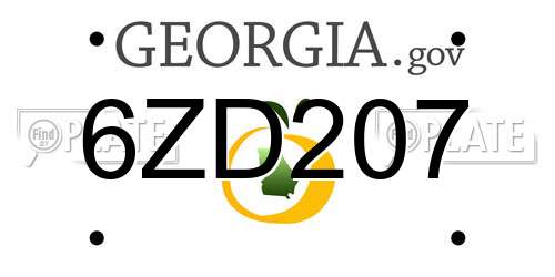 6ZD207 Georgia License Plate