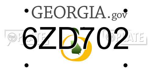 6ZD702 Georgia License Plate