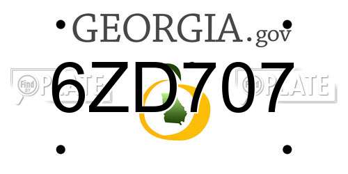 6ZD707 Georgia License Plate