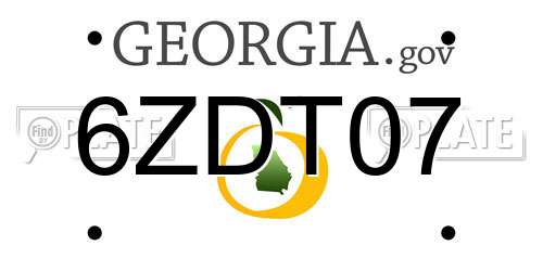 6ZDT07 Georgia License Plate