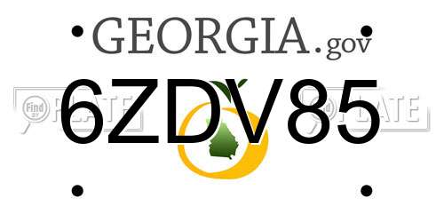 6ZDV85 Georgia License Plate