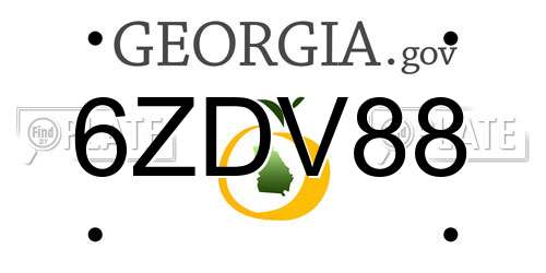 6ZDV88 Georgia License Plate