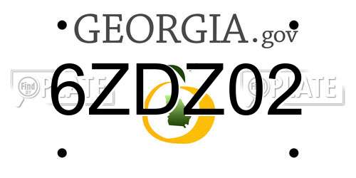 6ZDZ02 Georgia License Plate