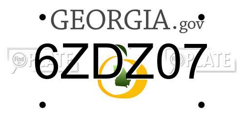 6ZDZ07 Georgia License Plate
