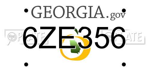 6ZE356 Georgia License Plate